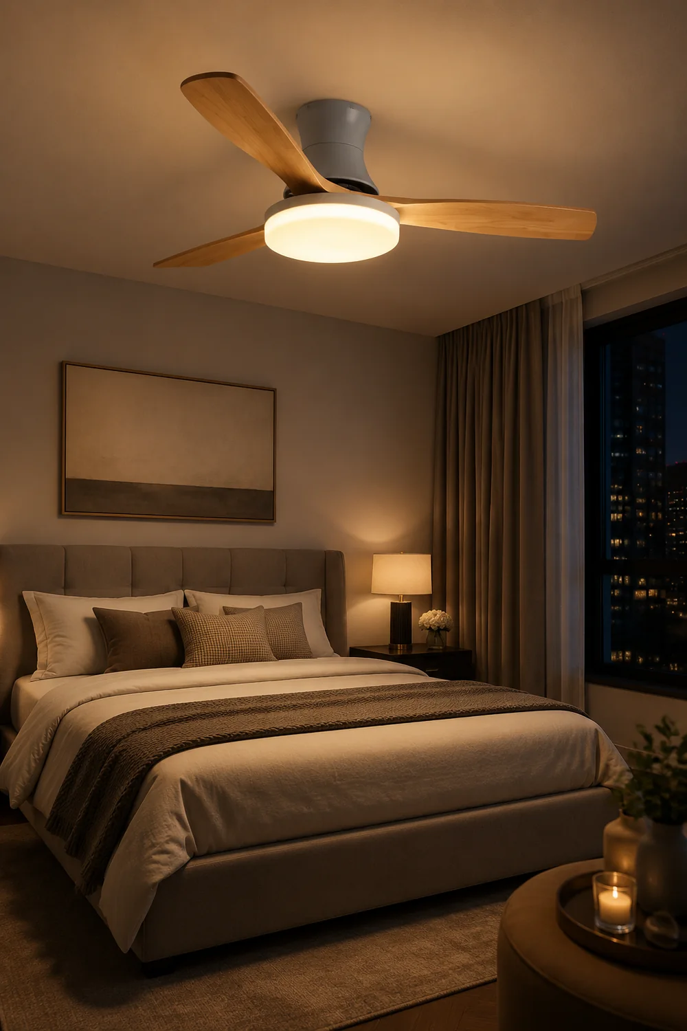 Haydn 3-Blatt-Deckenventilator mit Beleuchtung, 2 Farbe, Metall & Holz, ∅132CM - Lumpaz