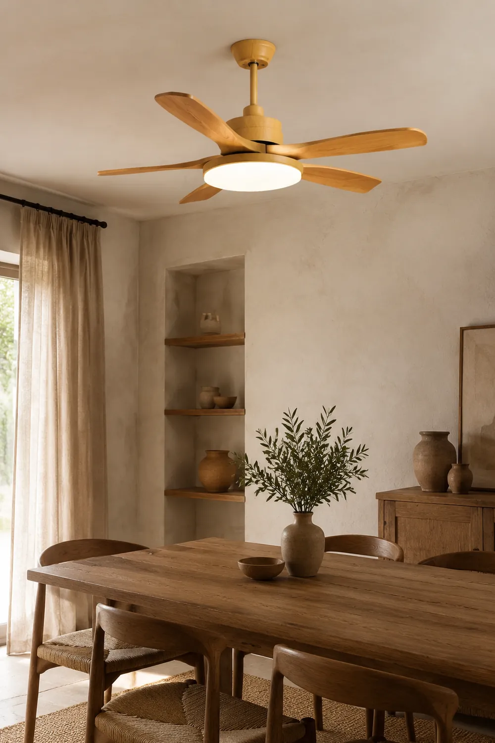 Haydn 5-Blatt-Deckenventilator mit Beleuchtung, 2 Farbe, Metall & ABS, ∅132CM - Lumpaz
