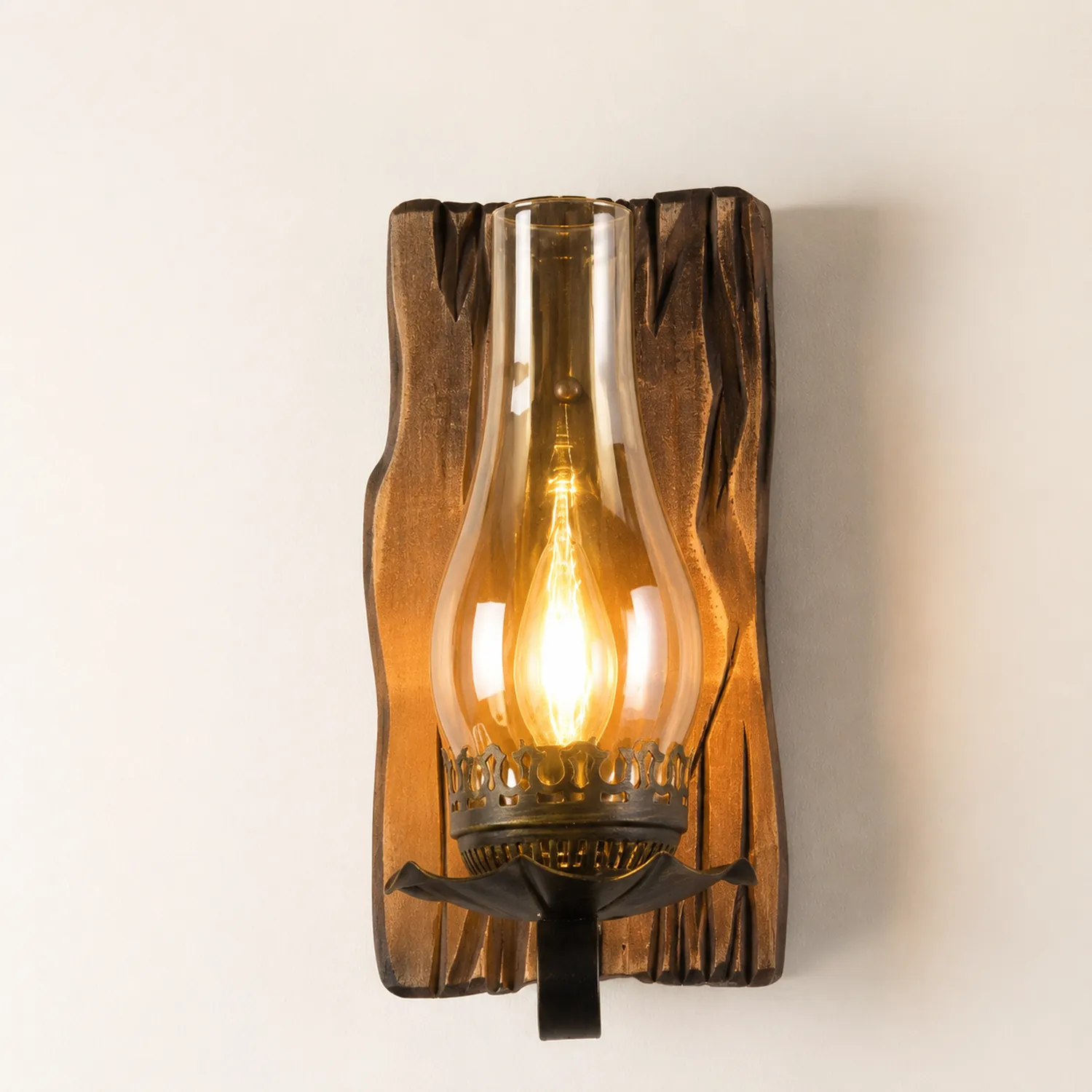 Austin Kerze Wandleuchte, Metall & Holz, 25x55cm - Lumpaz