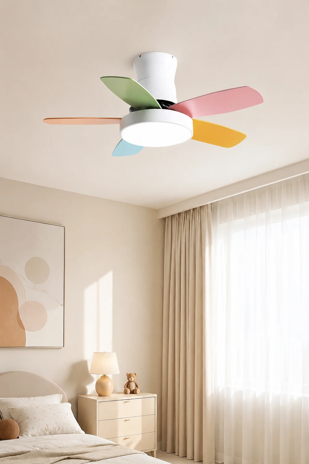 Morandi 5-Blatt Bunte Deckenventilator mit Beleuchtung, ∅107CM - Lumpaz