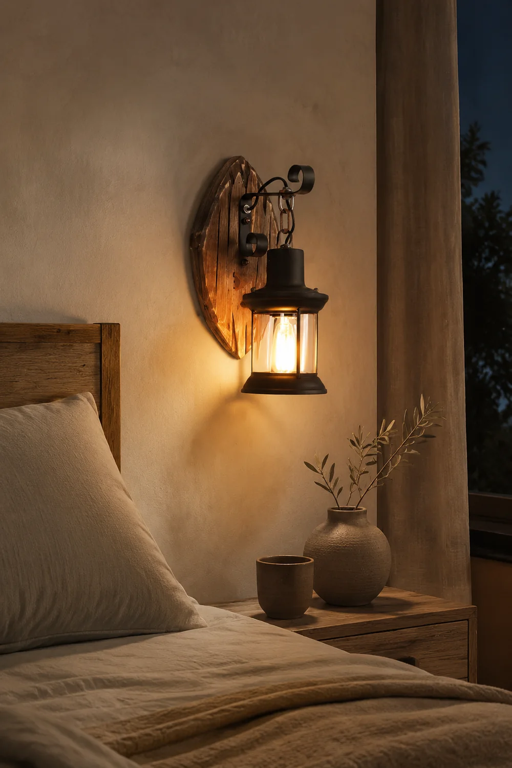 Austin Blatt Laterne Wandleuchte, Holz & Metall - Lumpaz