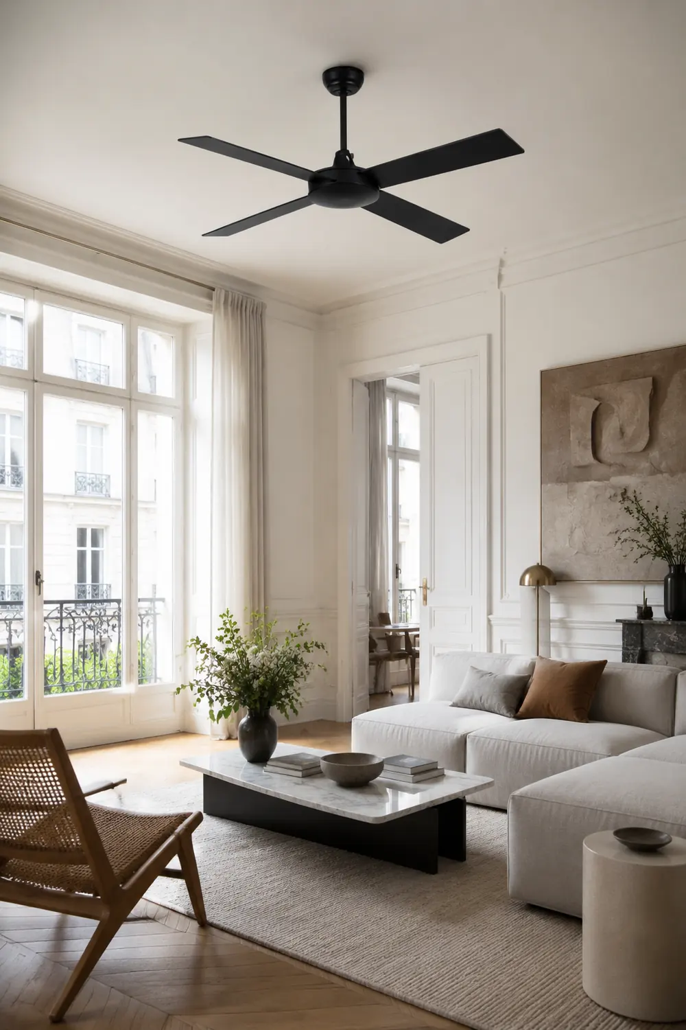 Haydn 4-Blätter Schwarzer Deckenventilator, ∅120CM - Lumpaz