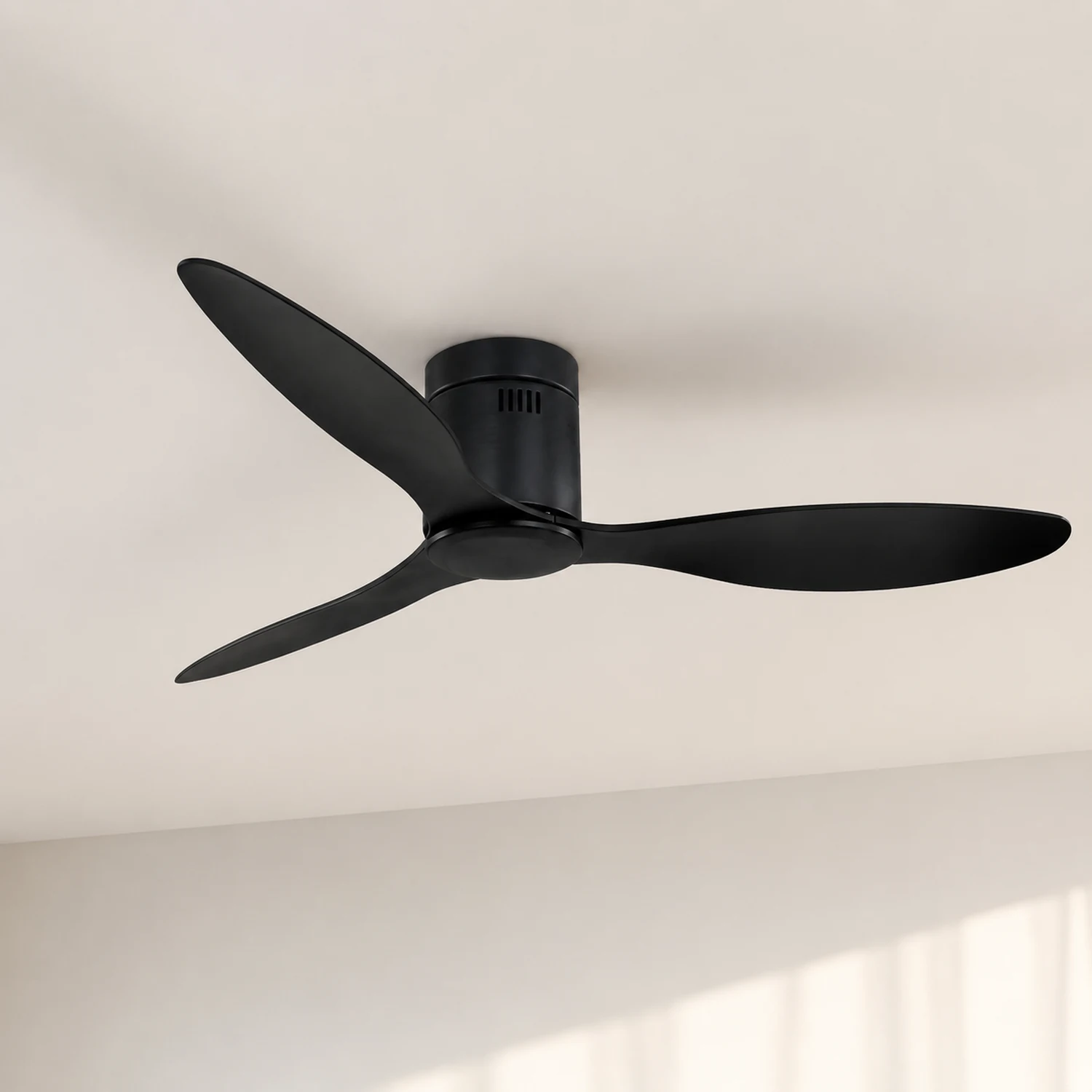 Walters Minimalistischer 3-Blätter Schwarzer Deckenventilator, Metall & ABS, ∅132CM - Lumpaz