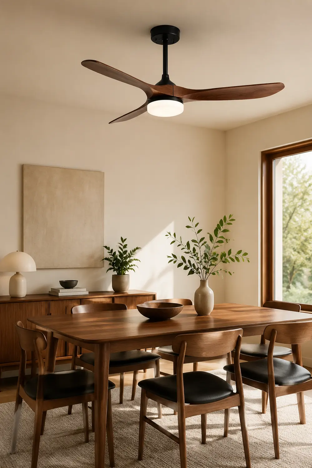 Haydn Schwarz 3 Blätter Deckenventilator mit Beleuchtung, Metall & Holz, ∅132CM - Lumpaz