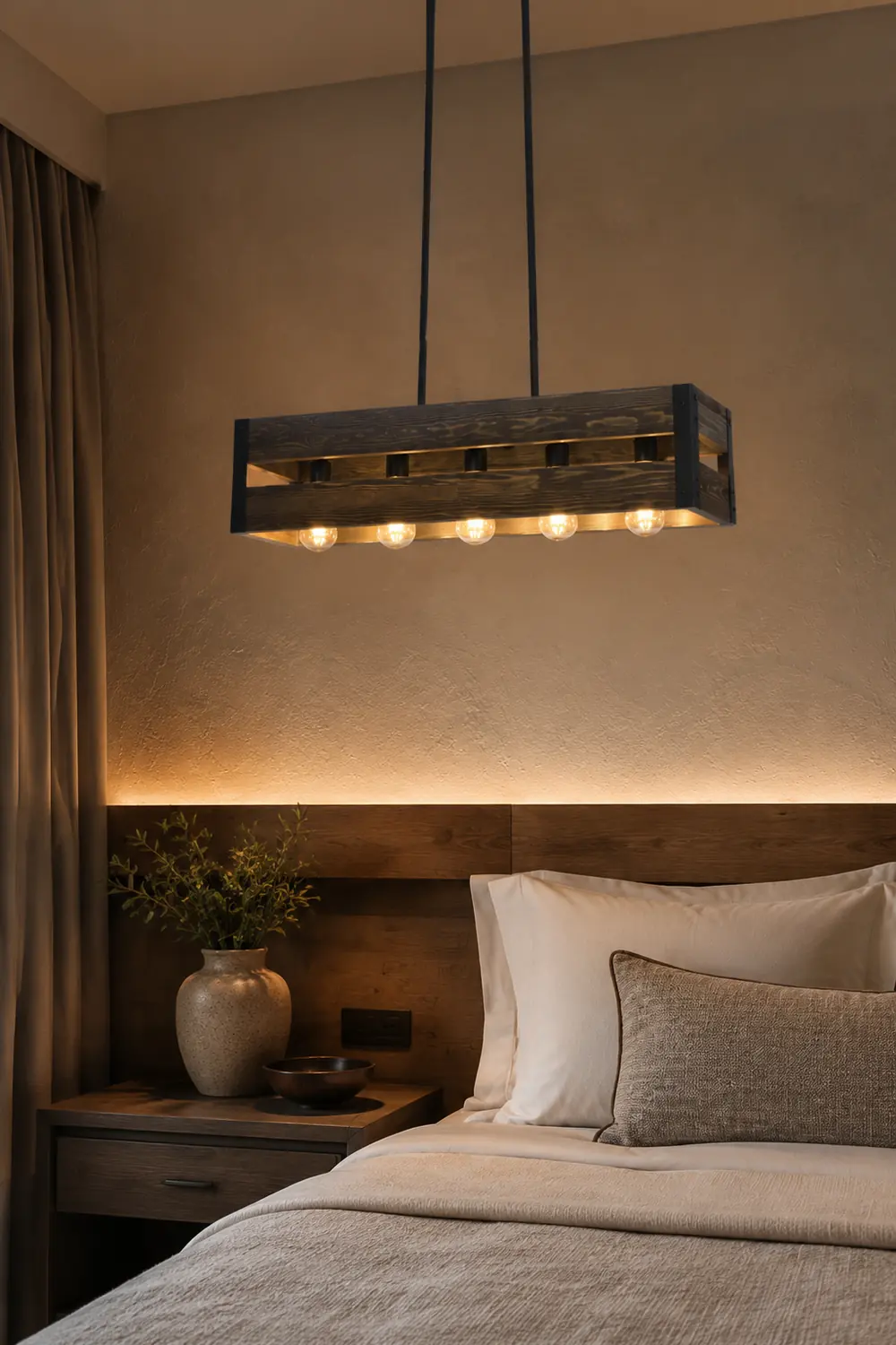 Alessio Pendelleuchte, Metall & Holz, 5-flammig, 2 Stile - Lumpaz