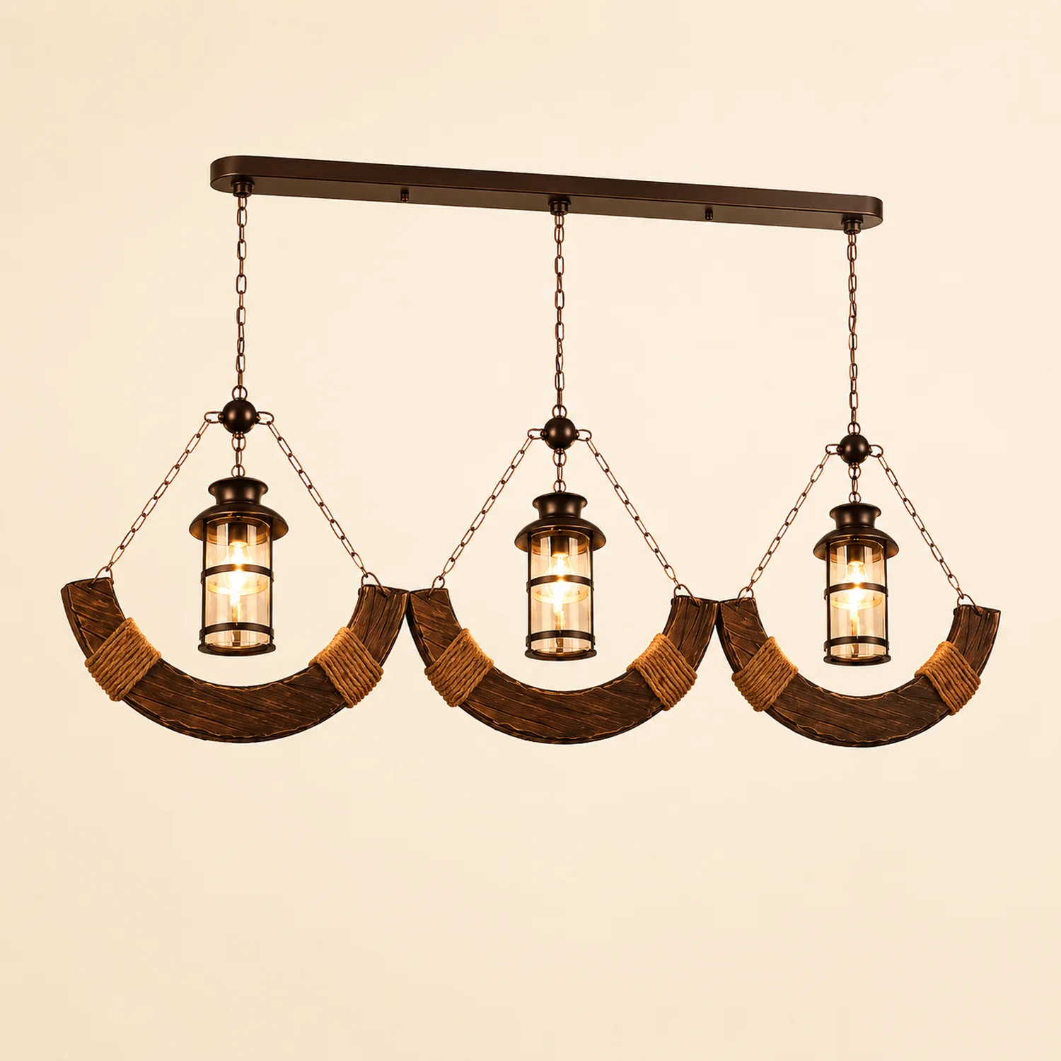 Austin Laterne Pendelleuchte, Metall & Holz - Lumpaz