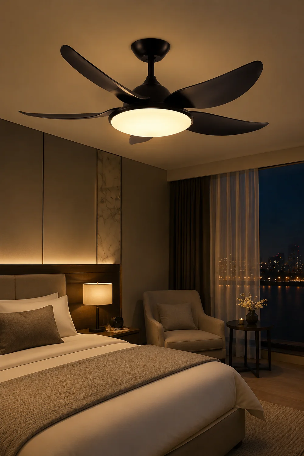 Haydn 5-Blätter Grundlegender Dicker Deckenventilator, 2 Farben, Metall & ABS, ∅132CM - Lumpaz