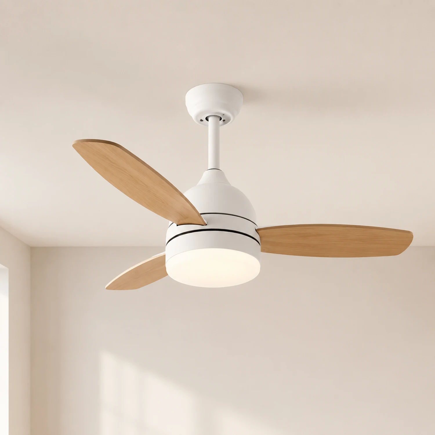 Haydn 3-Blatt-Deckenventilator mit Beleuchtung, Metall & Holz, 2 Farbe, ∅107CM - Lumpaz