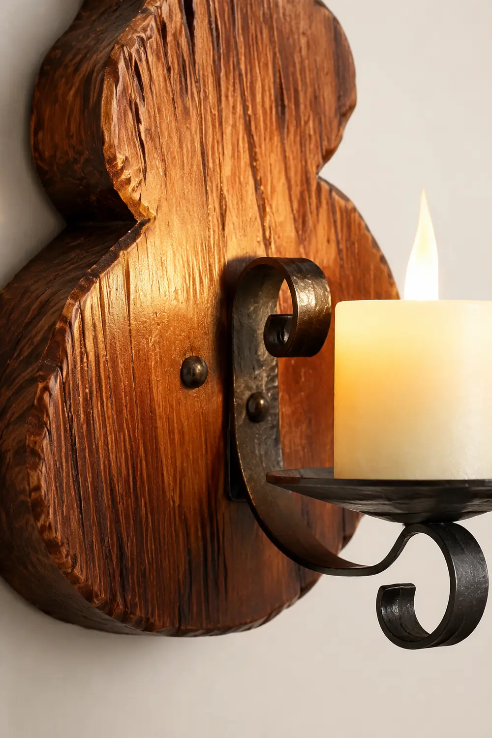 Austin Cucurbits Kerze Wandleuchte, Holz & Metall - Lumpaz