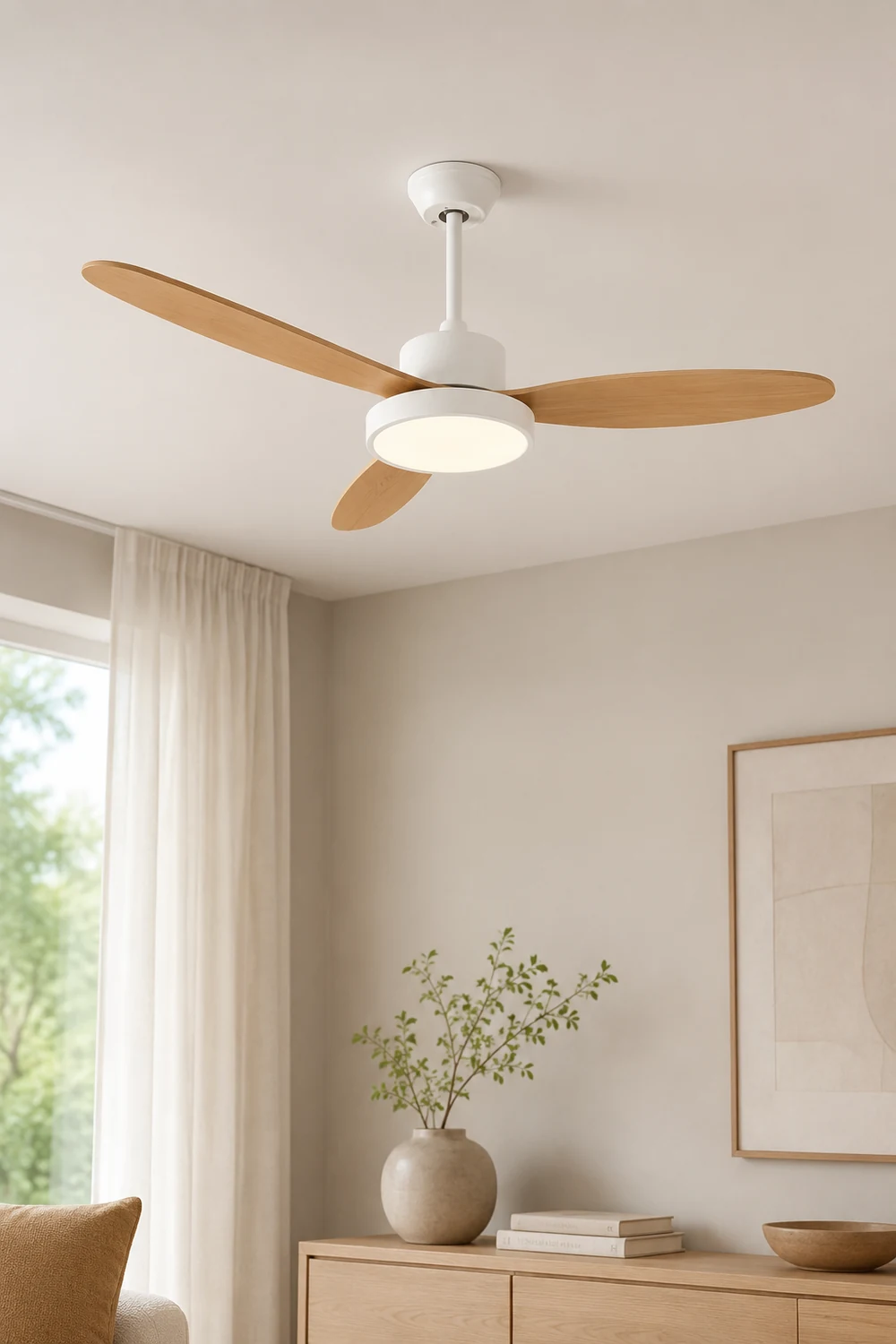 Haydn 3 Blätter Weiß & Schwarz Deckenventilator mit Beleuchtung, ∅100/120/130CM - Lumpaz