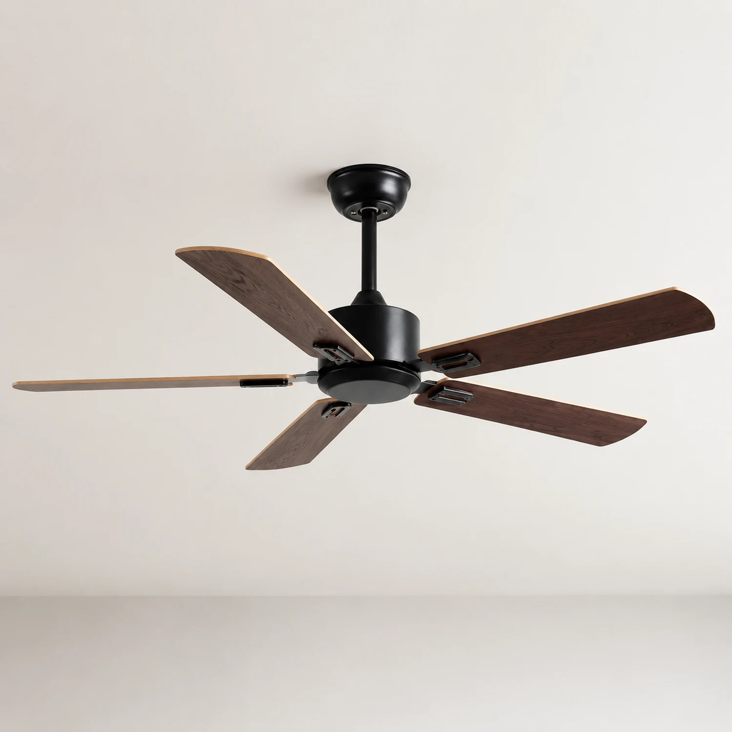 Haydn 5-Blatt Schwarzer Deckenventilator, Metall & Holz, ∅130CM - Lumpaz