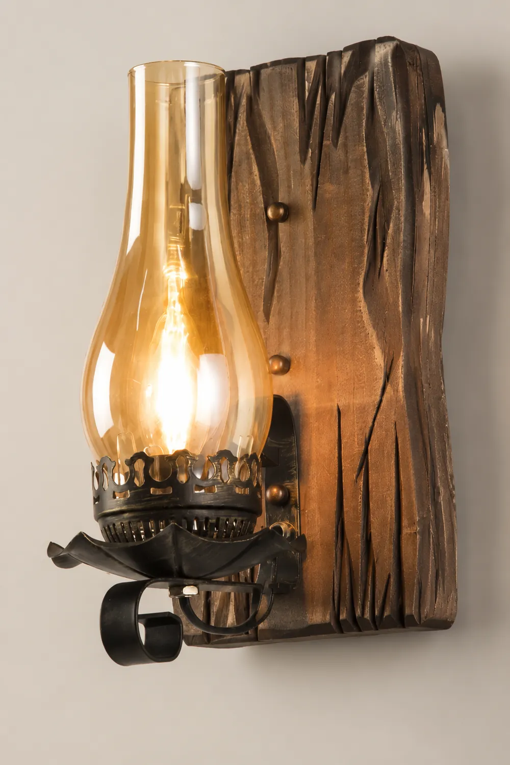 Austin Kerze Wandleuchte, Metall & Holz, 25x55cm - Lumpaz