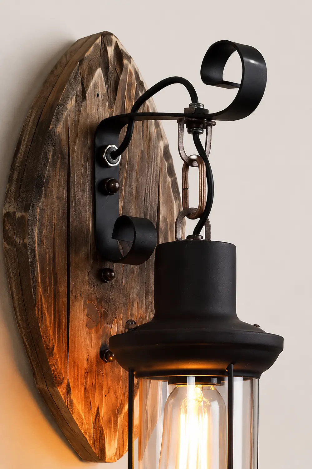 Austin Blatt Laterne Wandleuchte, Holz & Metall - Lumpaz
