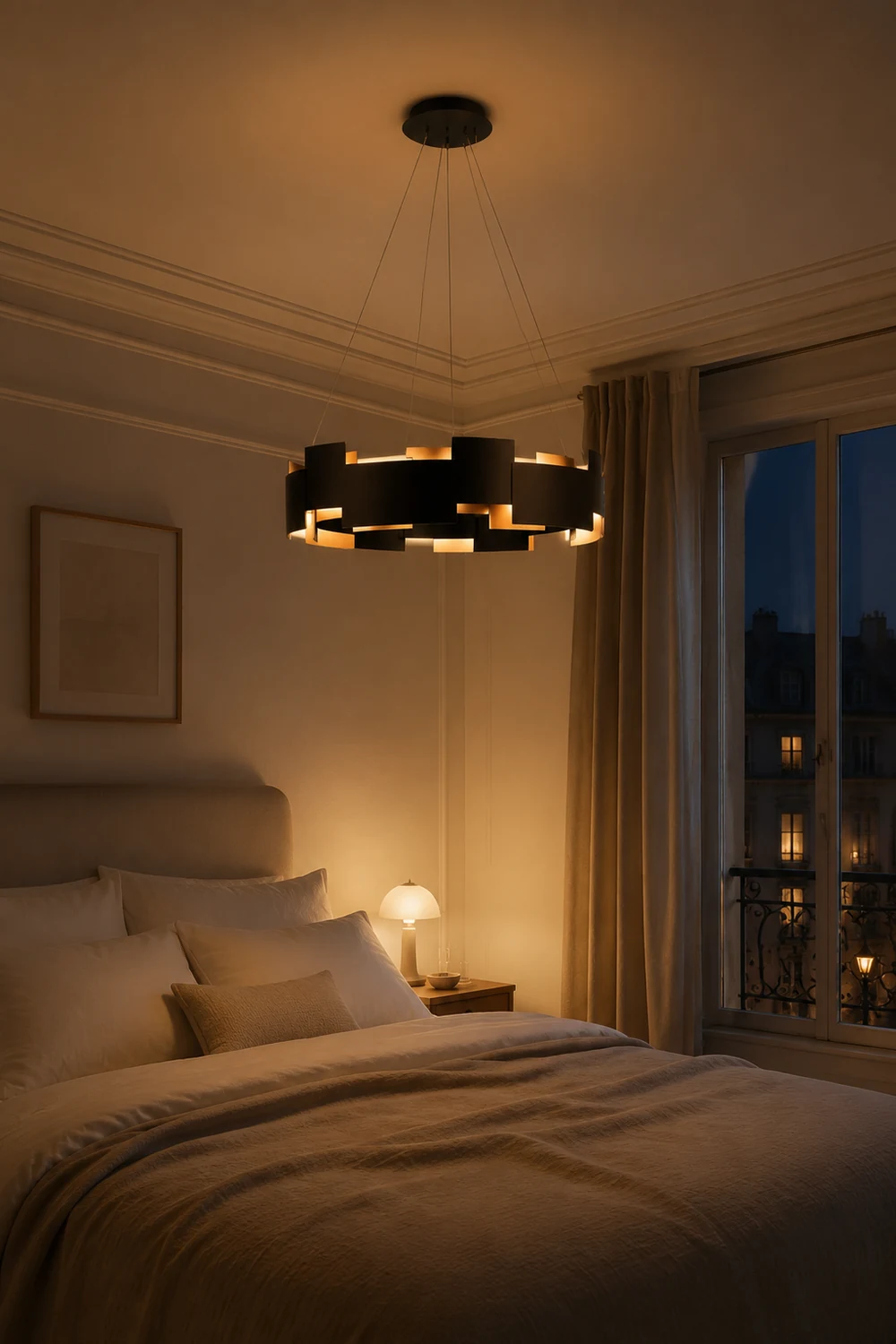 Evette Schwarze Pendellampe, 6/8-flammig, ∅60/80CM - Lumpaz