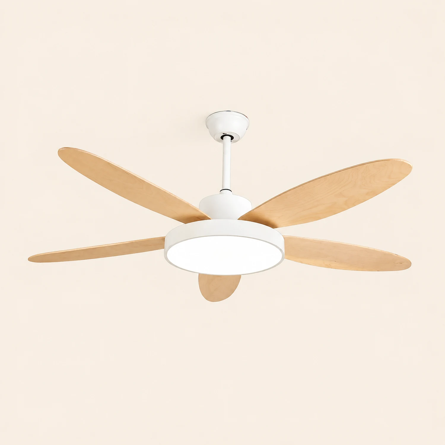 Haydn 5 Blätter Weiß und Schwarz Deckenventilator mit Beleuchtung, ∅120/130/140CM - Lumpaz