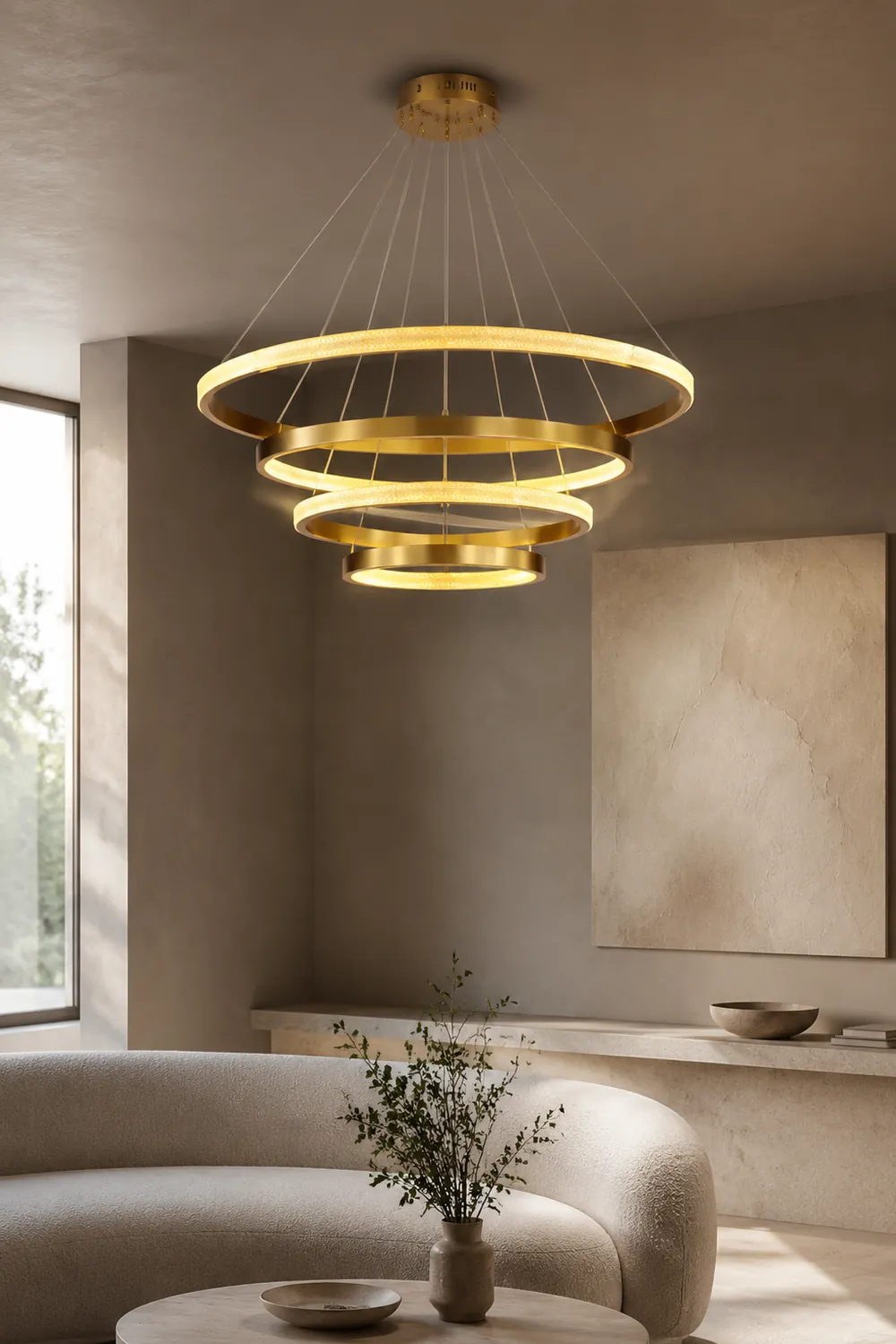 Kirsten Kronleuchter, 1/2/3/4 Ringe, Aluminium & Arcyl, ∅40/60/80/100CM - Lumpaz
