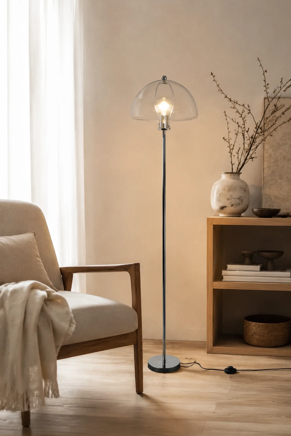 Levy Durchsichtig Glas Stehleuchte, 2 Farben, 150CM Lang - Lumpaz