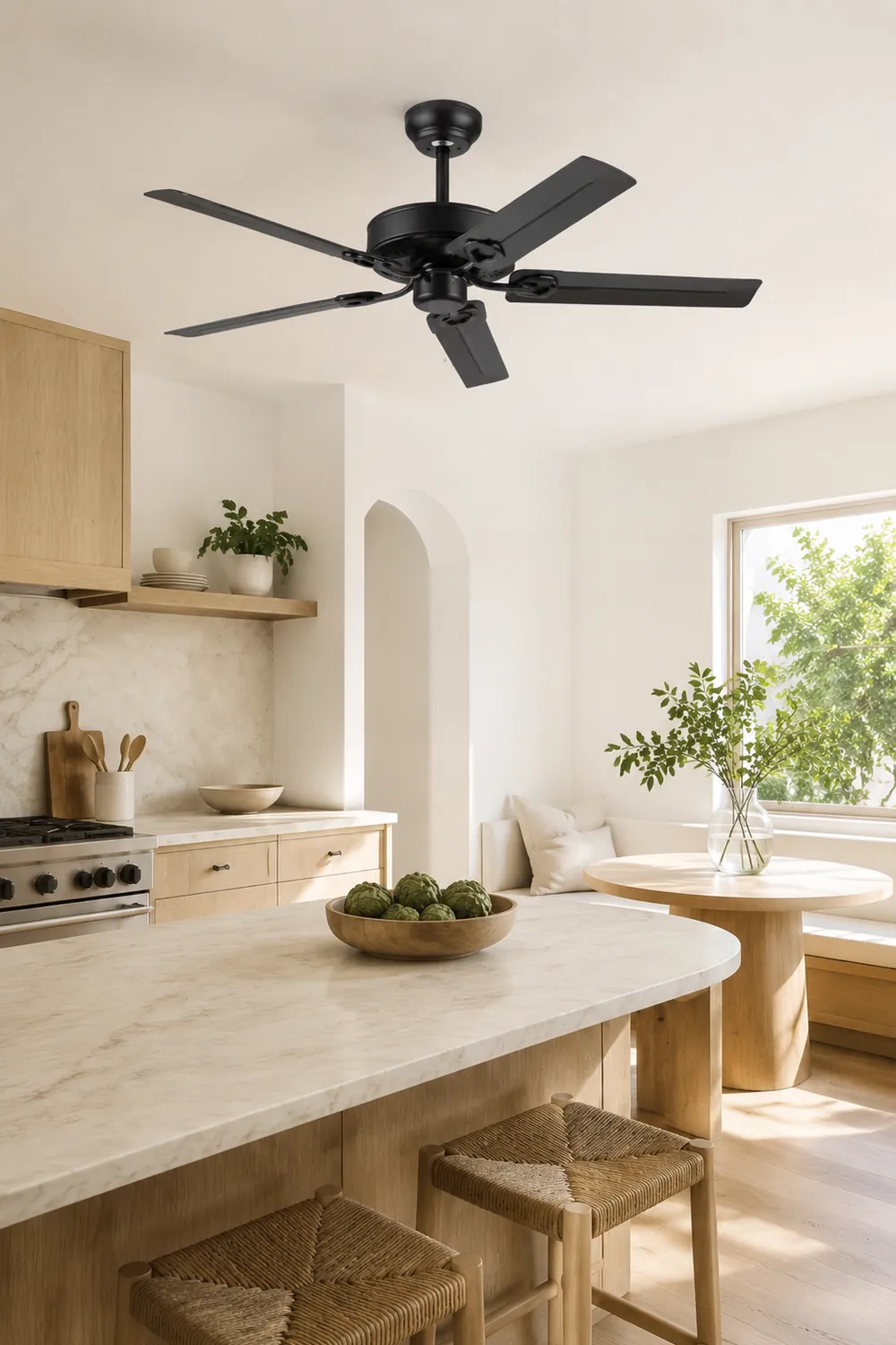 Alessio 5 Blätter Schwarz Deckenventilator, ∅130CM - Lumpaz