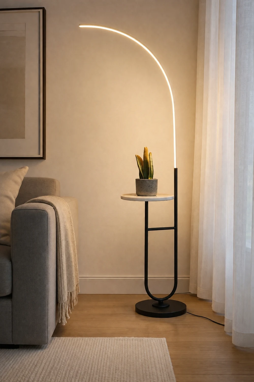 Edge Bogenform Nachttisch Stehleuchte, 165CM Lang - Lumpaz