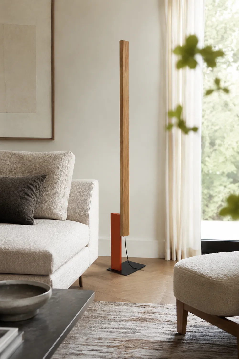 Edge Minimalistisch Lineare Stehleuchte, Holz & Metall, 4 Farben - Lumpaz
