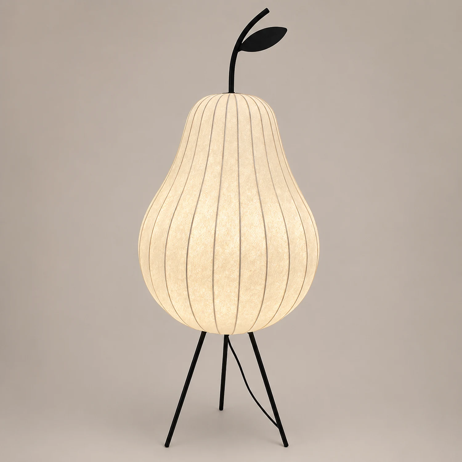 Renée Birnenförmige Stehleuchte, Kunstseide & Metall, 74/86CM Lang - Lumpaz