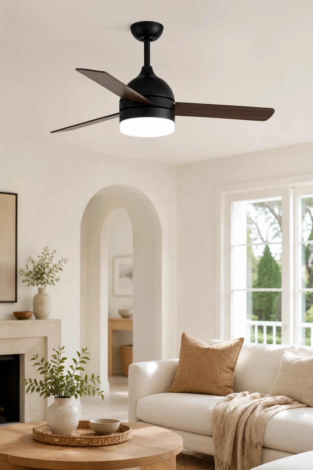 Haydn 3-Blätter Deckenventilator mit Beleuchtung, Schwarz & Weiß, ∅107CM - Lumpaz