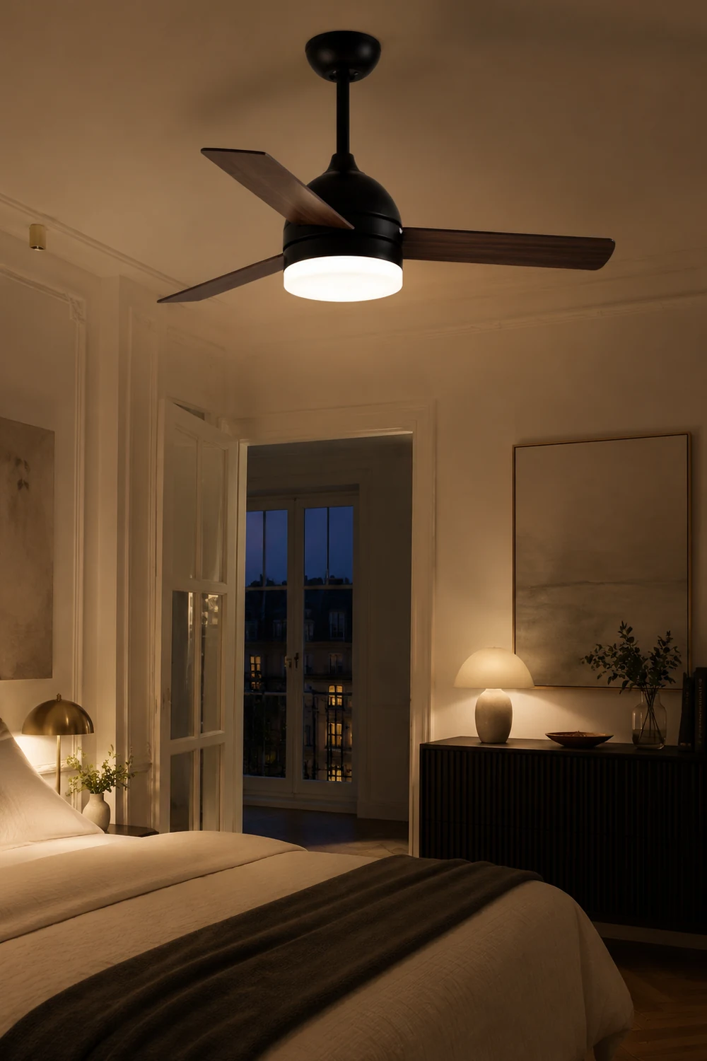 Haydn 3-Blätter Deckenventilator mit Beleuchtung, Schwarz & Weiß, ∅107CM - Lumpaz