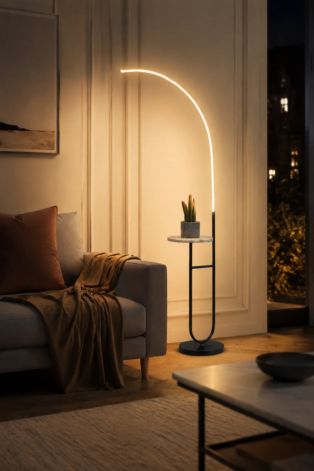 Edge Bogenform Nachttisch Stehleuchte, 165CM Lang - Lumpaz