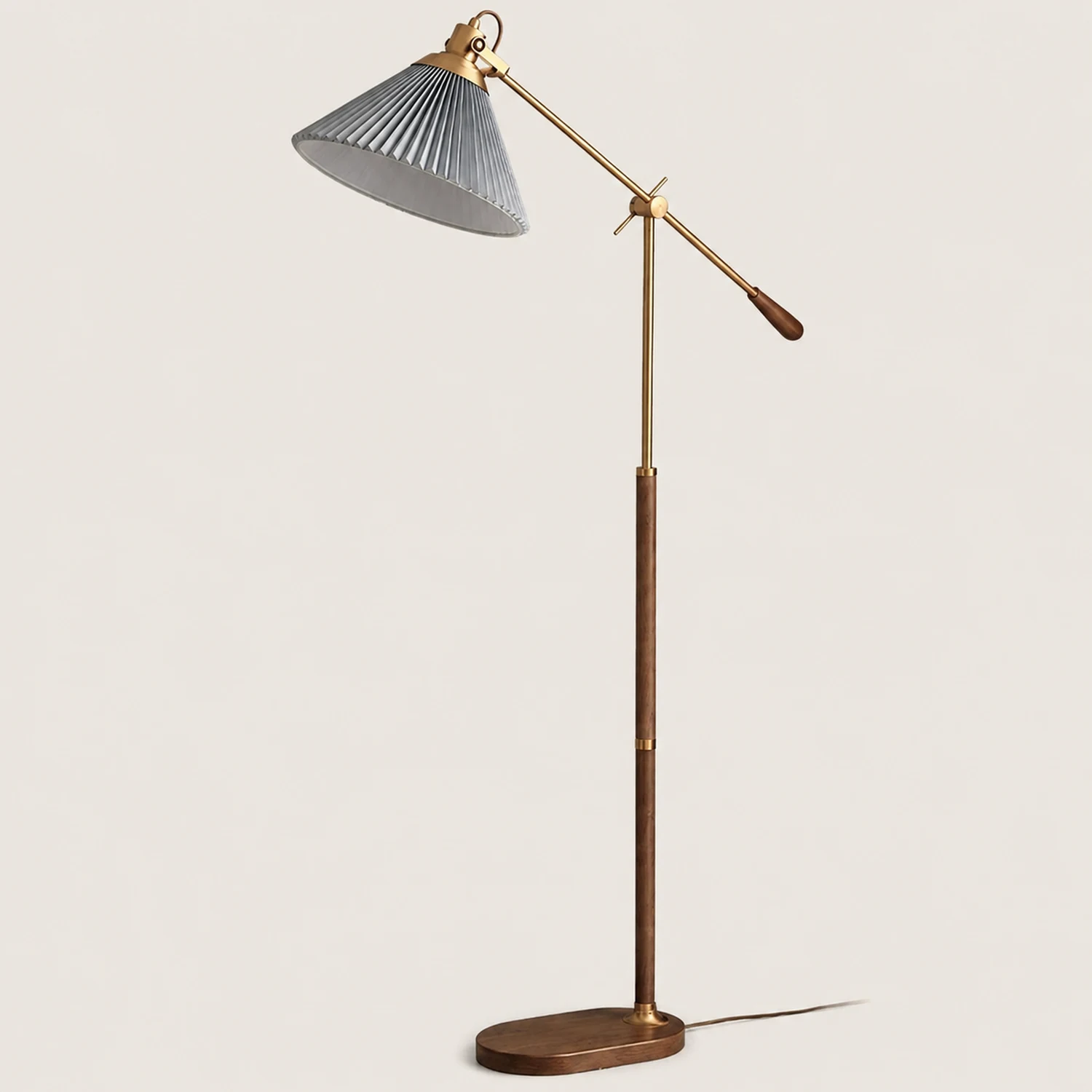 Ozawa Plissiert Stehleuchte, Metall & Holz, 196CM Lang - Lumpaz