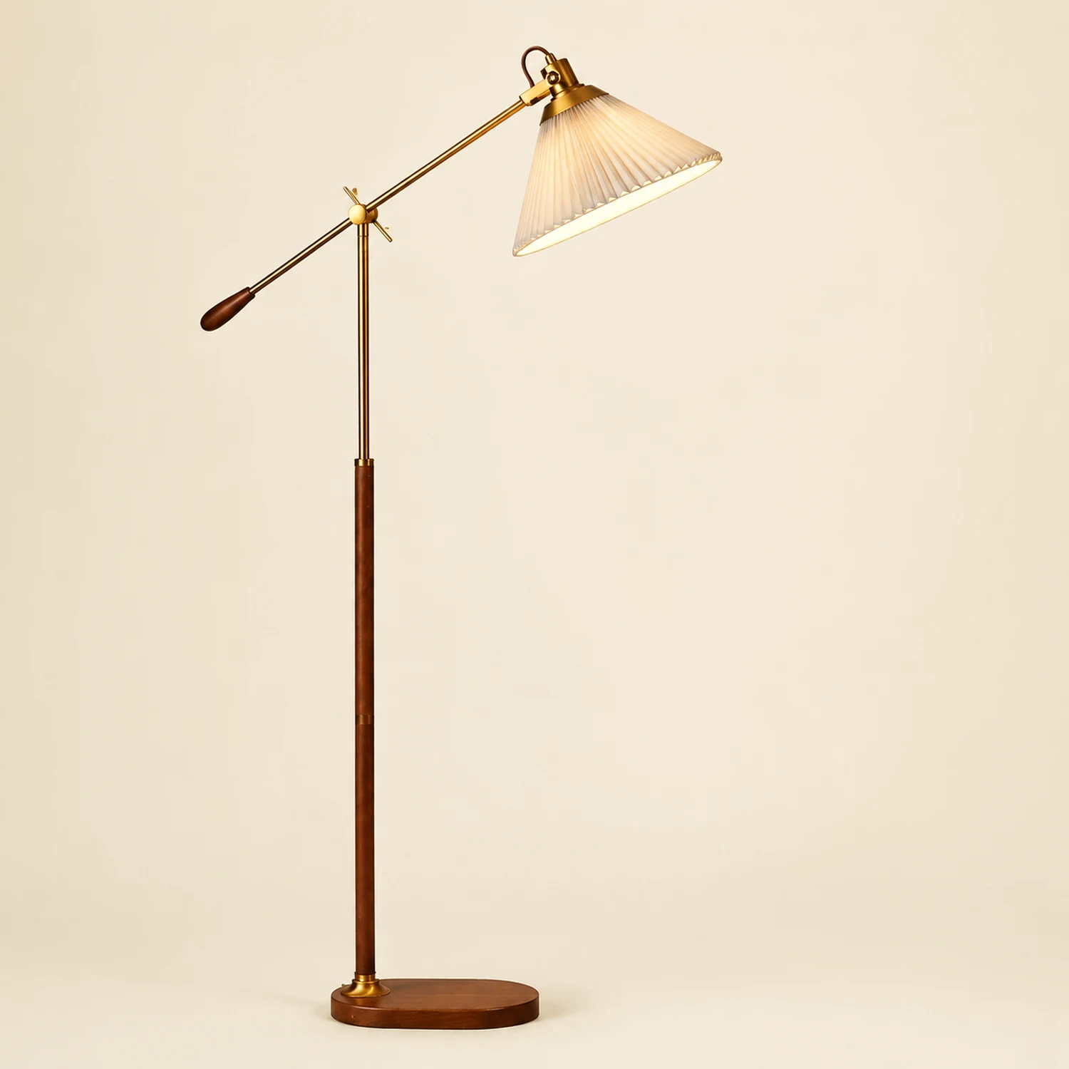 Ozawa Plissiert Stehleuchte, Metall & Holz, 196CM Lang - Lumpaz