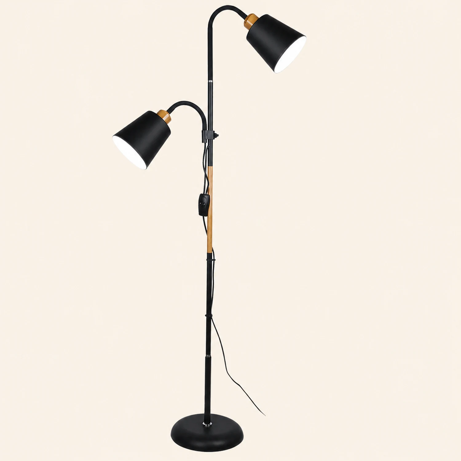 Eryn Schwarze Stehleuchte, Metall, 1/2-flammig, 120CM Lang - Lumpaz