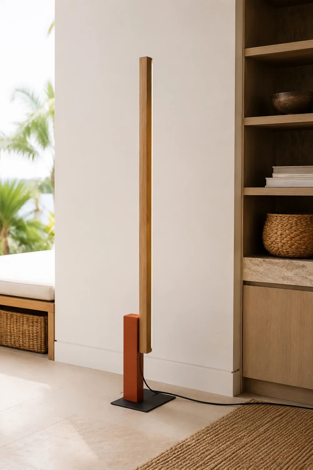 Edge Minimalistisch Lineare Stehleuchte, Holz & Metall, 4 Farben - Lumpaz
