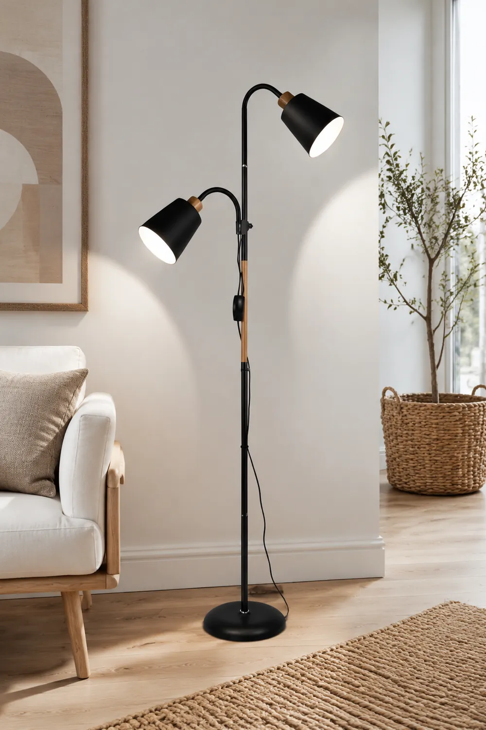 Eryn Schwarze Stehleuchte, Metall, 1/2-flammig, 120CM Lang - Lumpaz