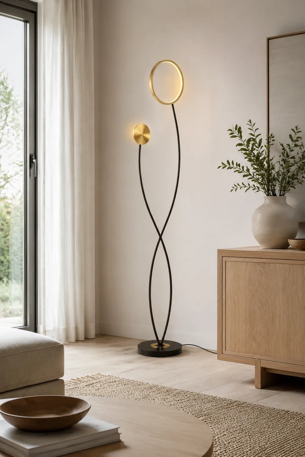 Welle Stehleuchte, 2-flammig, Metall, 170CM Lang - Lumpaz