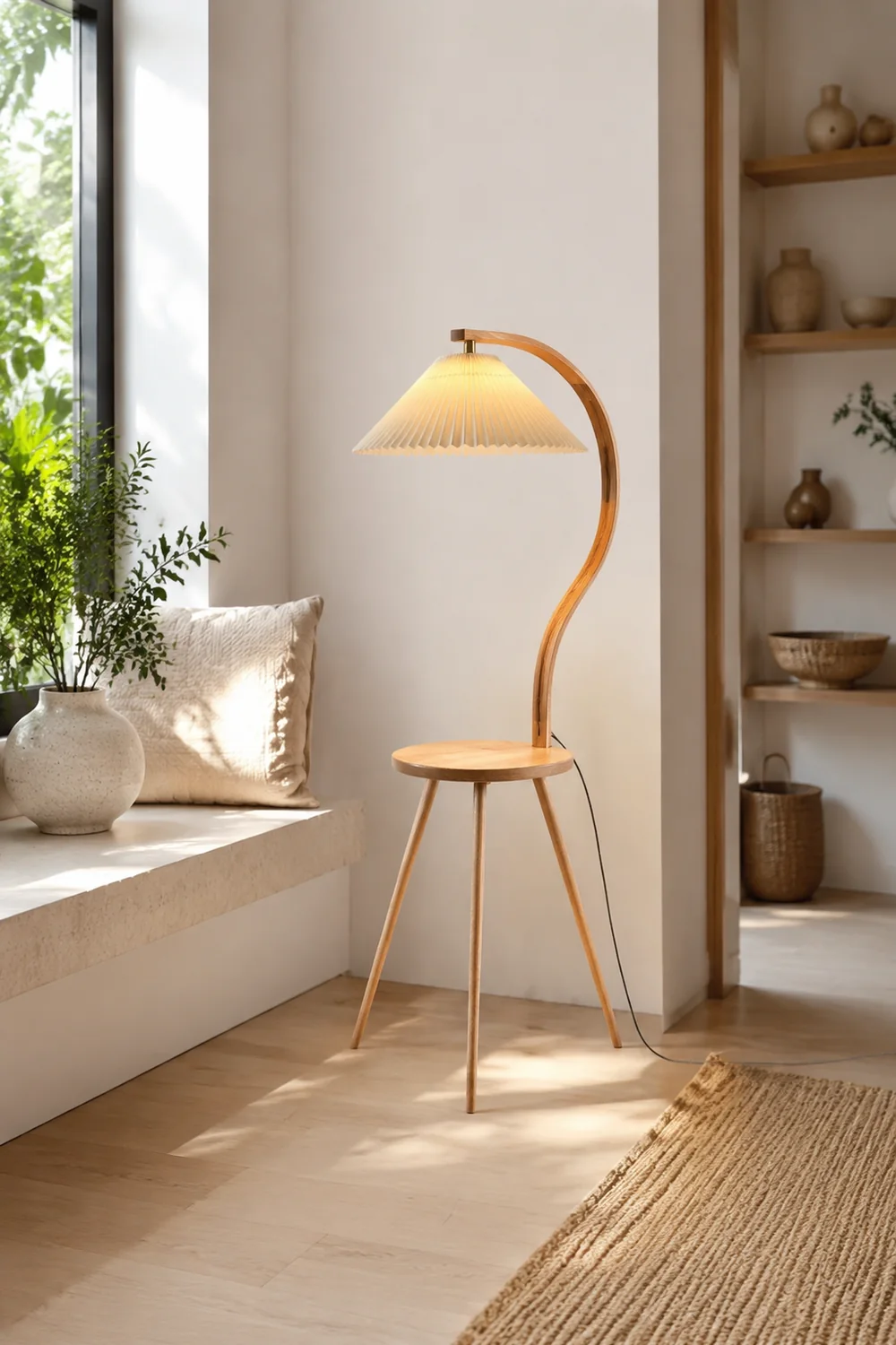 Ozawa Nachttisch, Plissierte Stehleuchte, 150CM Lang - Lumpaz