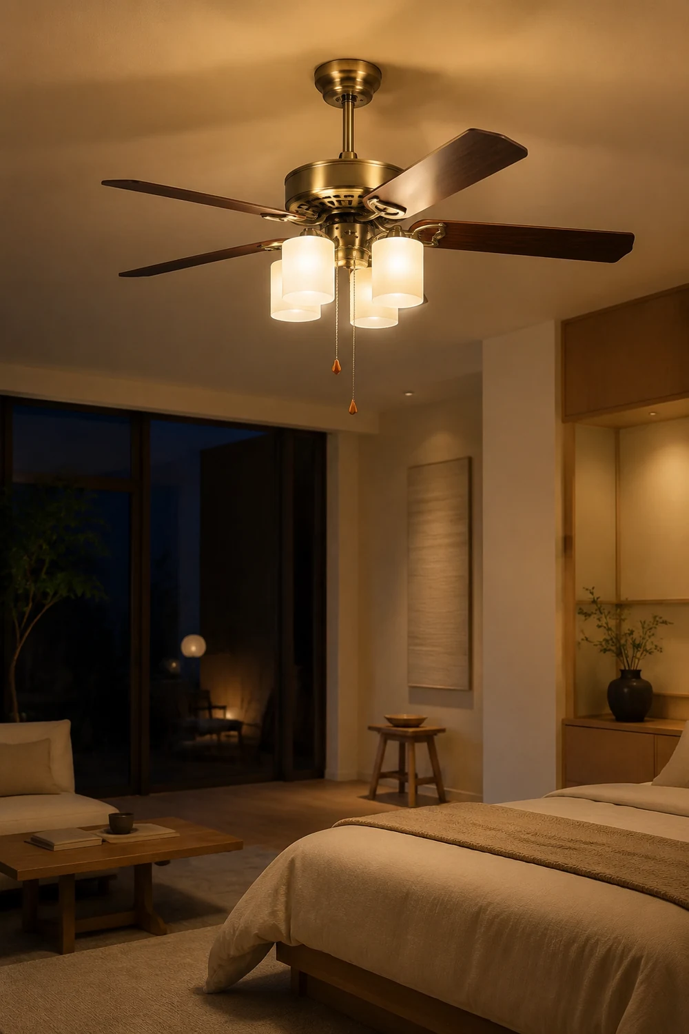 Alessio 5-Blatt-Deckenventilator mit Beleuchtung, 5-flammig, ∅120CM - Lumpaz