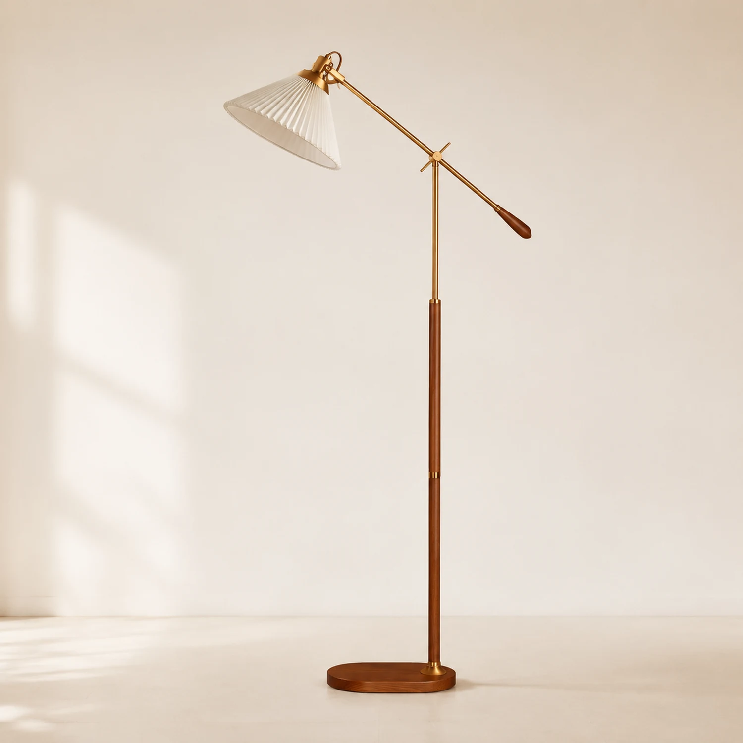 Ozawa Plissiert Stehleuchte, Metall & Holz, 196CM Lang - Lumpaz