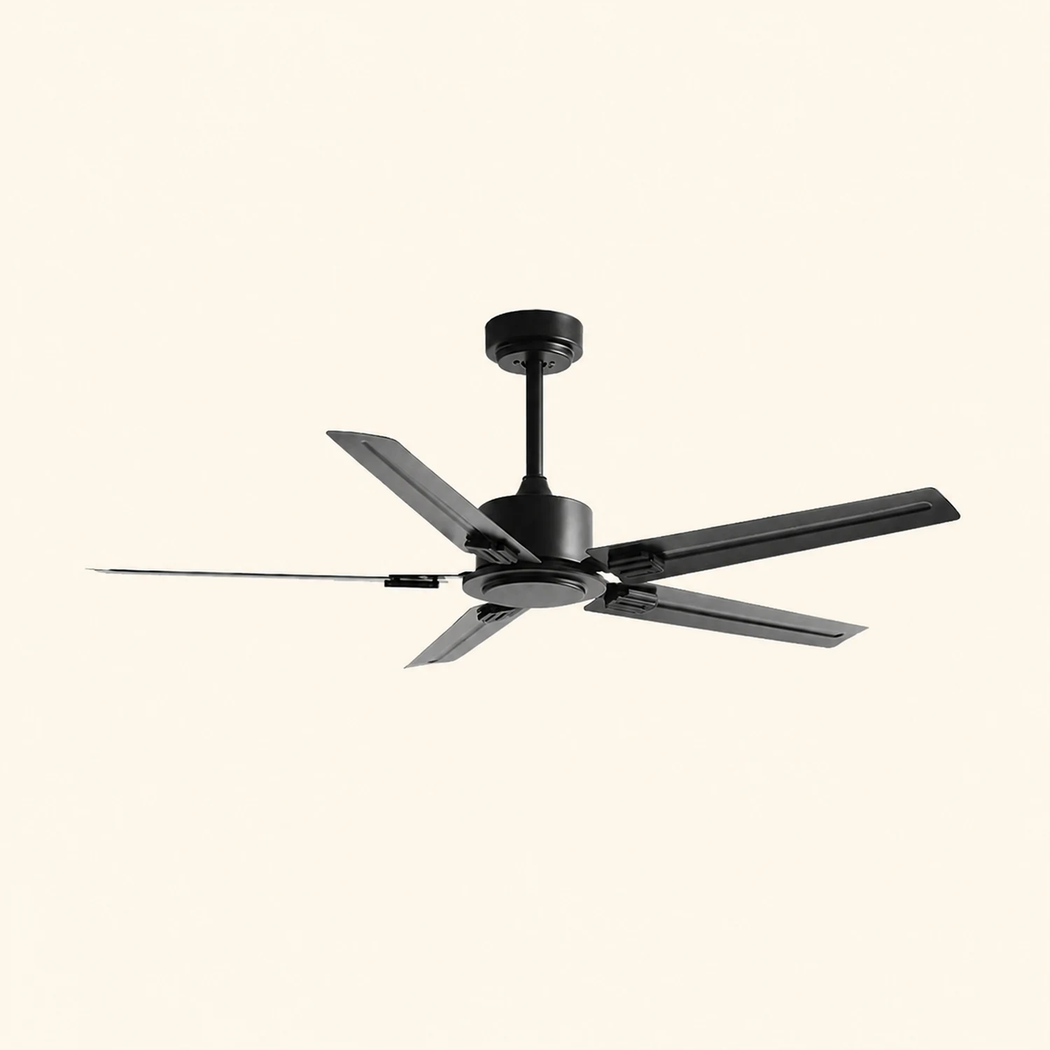 Alessio 5-Blätter Schwarzer Deckenventilator, Metall & Holz, ∅107CM - Lumpaz