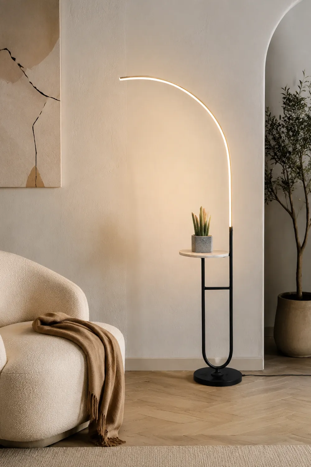 Edge Bogenform Nachttisch Stehleuchte, 165CM Lang - Lumpaz