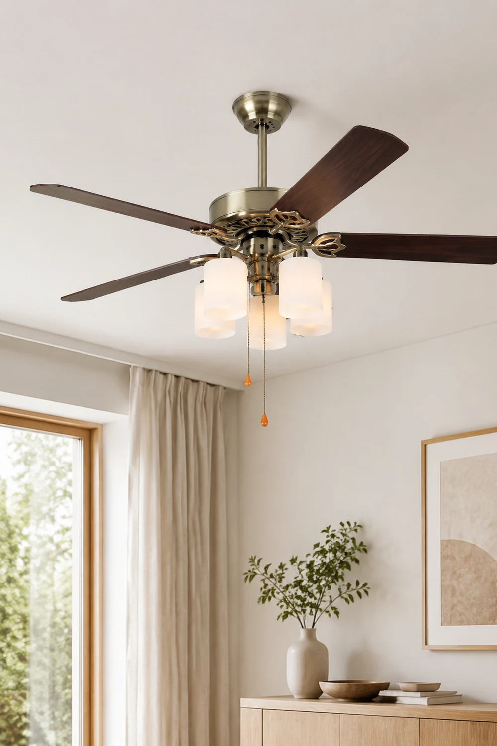 Alessio 5-Blatt-Deckenventilator mit Beleuchtung, 5-flammig, ∅120CM - Lumpaz