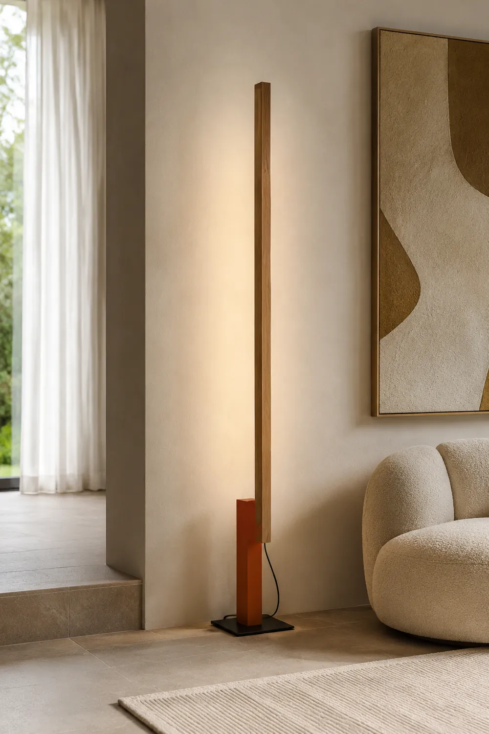 Edge Minimalistisch Lineare Stehleuchte, Holz & Metall, 4 Farben - Lumpaz