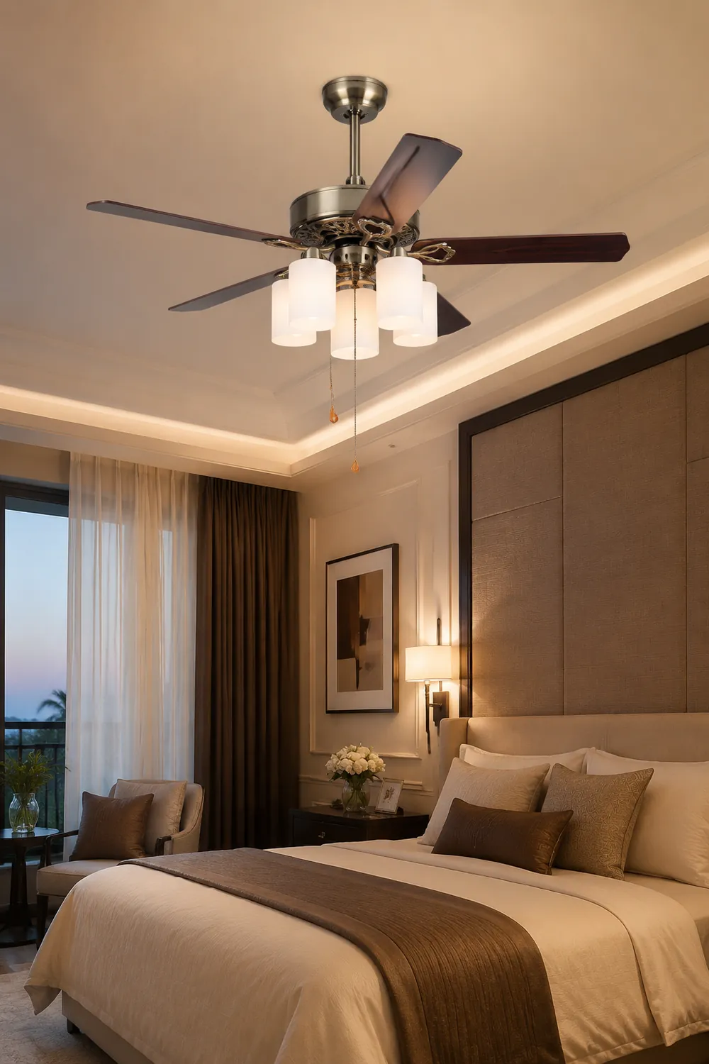 Alessio 5-Blatt-Deckenventilator mit Beleuchtung, 5-flammig, ∅120CM - Lumpaz