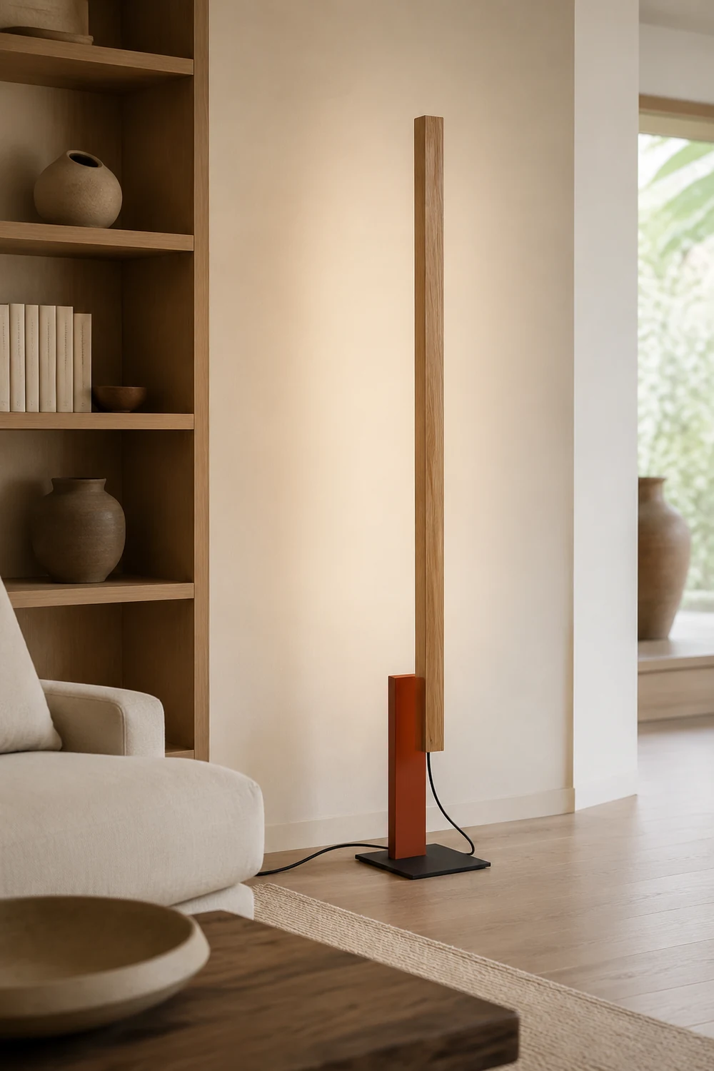 Edge Minimalistisch Lineare Stehleuchte, Holz & Metall, 4 Farben - Lumpaz