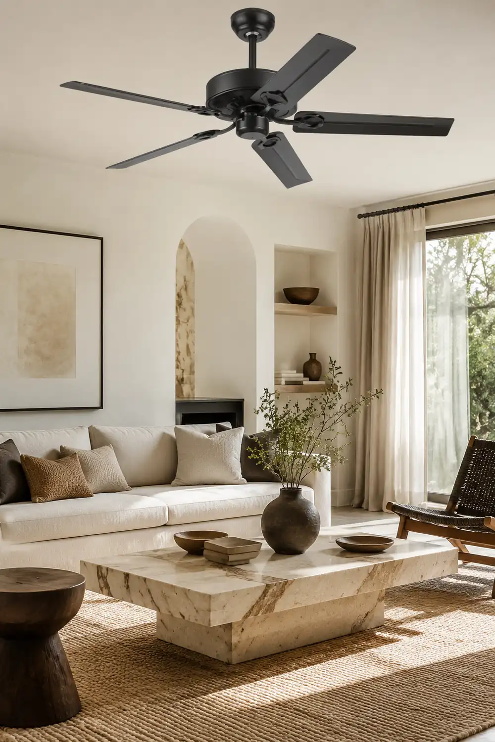 Alessio 5 Blätter Schwarz Deckenventilator, ∅130CM - Lumpaz