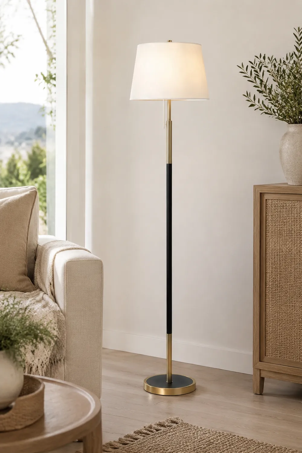 Eryn Einfache Stehleuchte, Metall & Textil, 4 Farben, 160CM Lang - Lumpaz