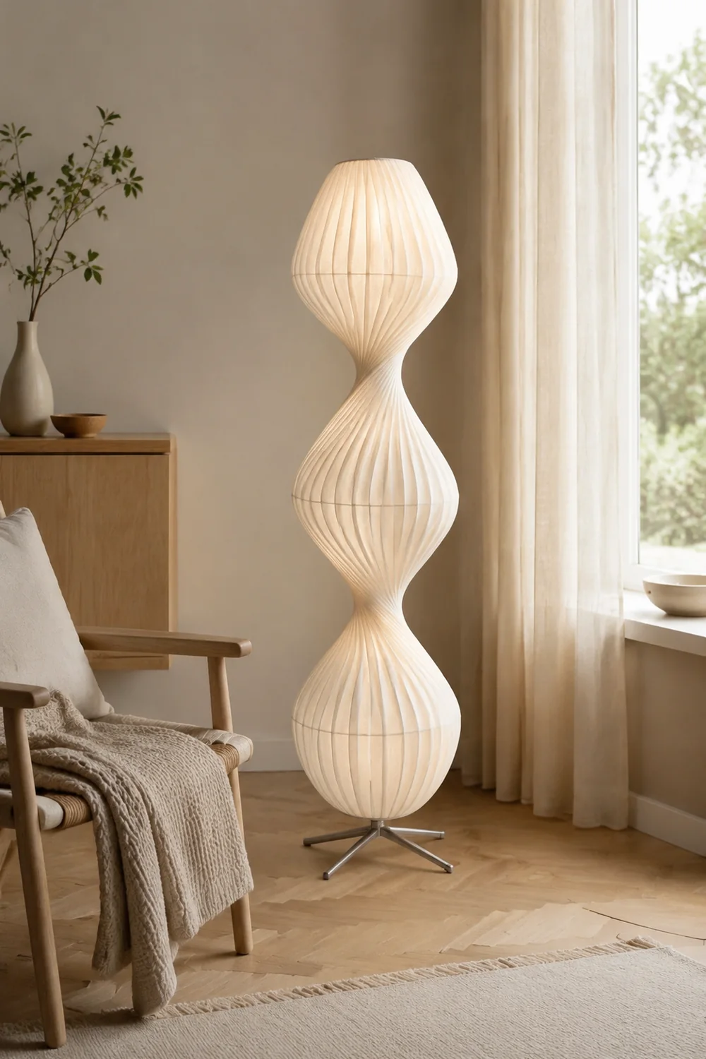 Renée 2/3 Schichten Stehleuchte, Künstlich Stoff & Metall, 109/160CM Lang - Lumpaz