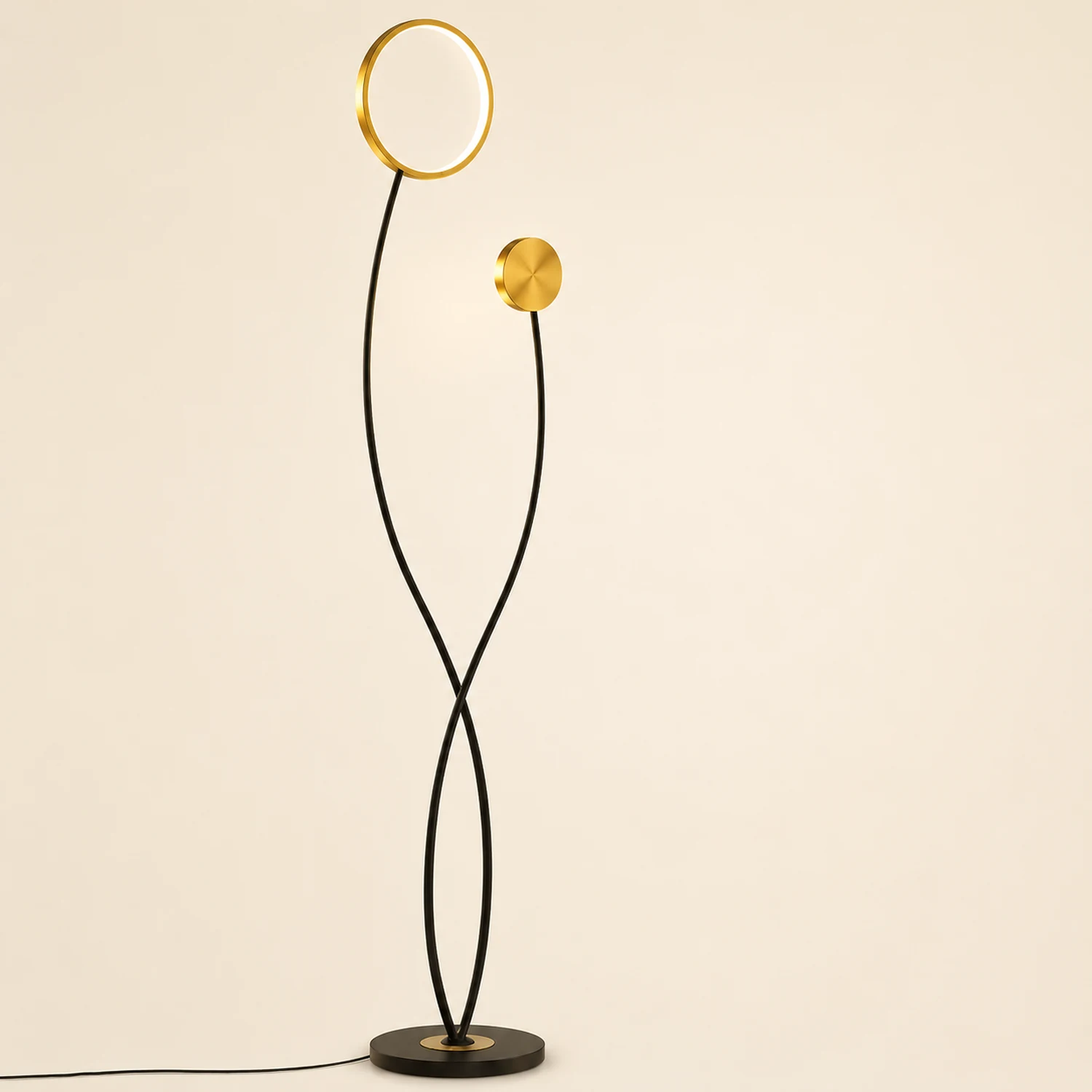 Welle Stehleuchte, 2-flammig, Metall, 170CM Lang - Lumpaz