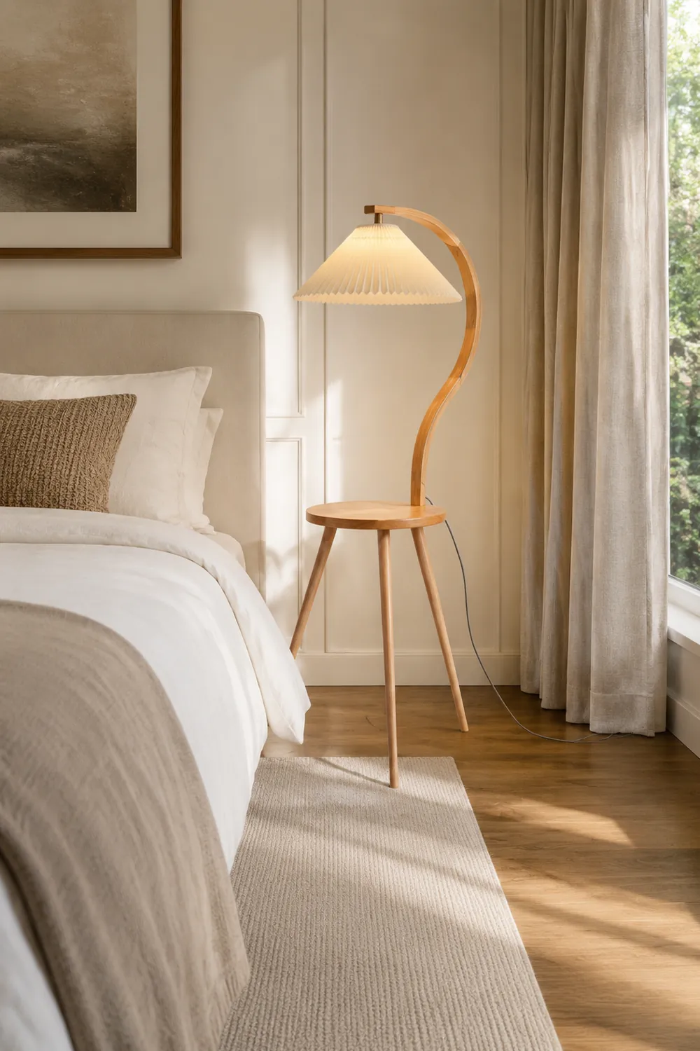Ozawa Nachttisch, Plissierte Stehleuchte, 150CM Lang - Lumpaz