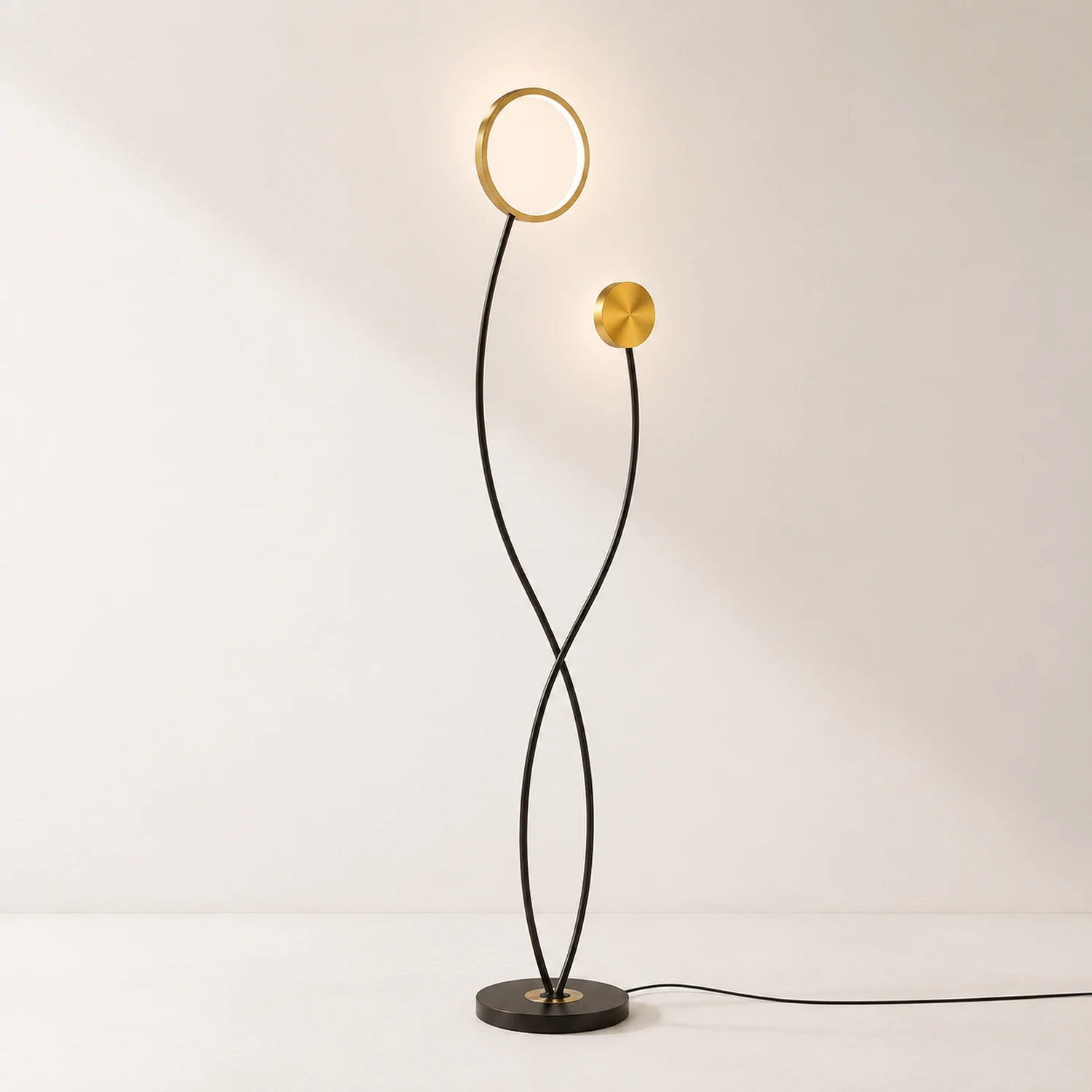 Welle Stehleuchte, 2-flammig, Metall, 170CM Lang - Lumpaz