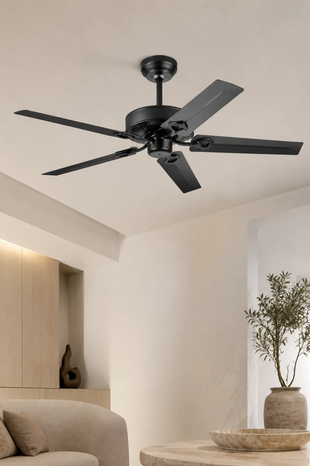 Alessio 5 Blätter Schwarz Deckenventilator, ∅130CM - Lumpaz